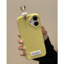Chic 3D Kitten Polka Dot Leather iPhone Case - ArtGalleryZen