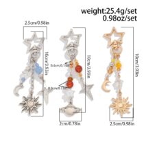 Chic 3Pcs Star Sun Moon Celestial Crystal Keychain Set - ArtGalleryZen