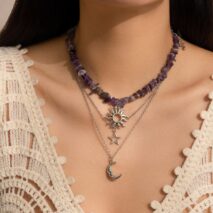 Chic 3 Pieces Sun Moon Star Tree Pendant Turquoise Stone Necklace Set - ArtGalleryZen