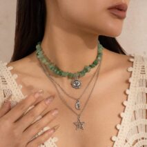 Chic 3 Pieces Sun Moon Star Tree Pendant Turquoise Stone Necklace Set - ArtGalleryZen