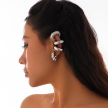 Chic 4pcs Gold Silver Plated Textured Ear Cuff Earrings Set - ArtGalleryZen