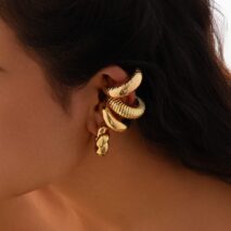 Chic 4pcs Gold Silver Plated Textured Ear Cuff Earrings Set - ArtGalleryZen