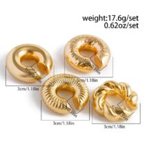 Chic 4pcs Gold Silver Plated Textured Ear Cuff Earrings Set - ArtGalleryZen