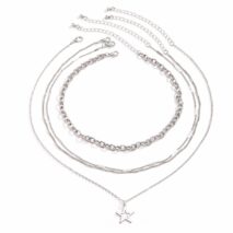 Chic 4pcs Hollow Star Pendant Cable Chain Necklace Set - ArtGalleryZen