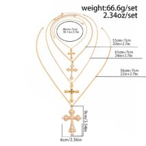 Chic 4pcs Rhinestone Pearl Inlaid Cross Pendant Necklace Set - ArtGalleryZen