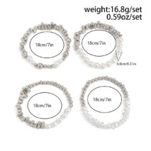 Chic 4pcs Silver Tone Irregular Pearl Beaded Chain Bracelet Set - ArtGalleryZen