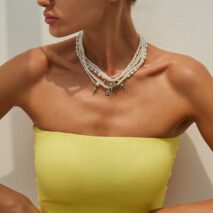 Chic 5pcs Bowknot Shell Starfish Pendant Pearl Chain Necklace Set - ArtGalleryZen