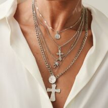 Chic 5pcs Cross Round Disk Coconut Tree Pendant Necklace Set - ArtGalleryZen