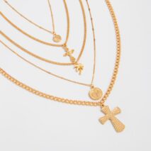 Chic 5pcs Cross Round Disk Coconut Tree Pendant Necklace Set - ArtGalleryZen