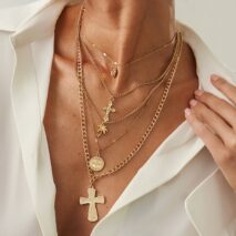 Chic 5pcs Cross Round Disk Coconut Tree Pendant Necklace Set - ArtGalleryZen