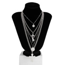 Chic 5pcs Cross Round Disk Coconut Tree Pendant Necklace Set - ArtGalleryZen