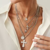 Chic 5pcs Cross Round Disk Coconut Tree Pendant Necklace Set - ArtGalleryZen