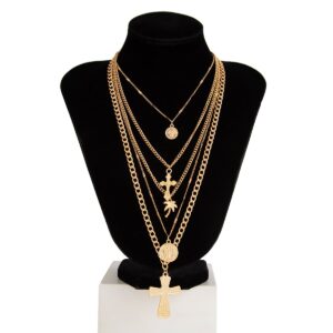 Chic 5pcs Cross Round Disk Coconut Tree Pendant Necklace Set - ArtGalleryZen