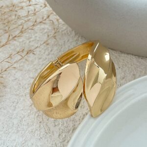Chic Abstract Leaf Wide Cuff Bangle Bracelet - ArtGalleryZen