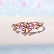 Chic Adjustable Crystal Floral Bowknot Ribbon Ring - ArtGalleryZen