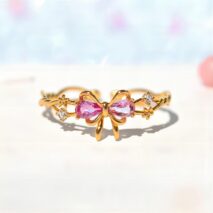 Chic Adjustable Crystal Floral Bowknot Ribbon Ring - ArtGalleryZen
