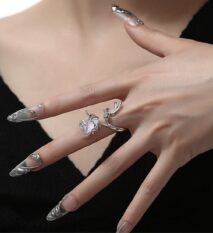 Chic Adjustable Purple Raw Crystal Rose Ring - ArtGalleryZen