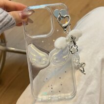Chic Angel Wing Star Sequin iPhone Case With Charm - ArtGalleryZen