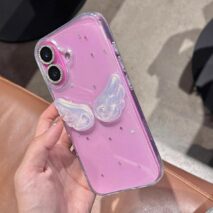 Chic Angel Wing Star Sequin iPhone Case With Charm - ArtGalleryZen