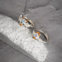 Chic Antique Angel And Devil Matching Opal Ring Set - ArtGalleryZen