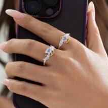 Chic Antique Angel And Devil Matching Opal Ring Set - ArtGalleryZen