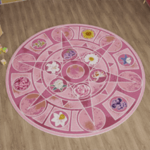 Chic Barbie 12 Dancing Princesses Floral Round Plush Rug Carpet - ArtGalleryZen
