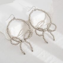 Chic Beaded Bowknot Dangle Hoop Earrings - ArtGalleryZen