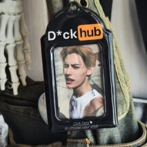 Chic Black and Orange Kpop Idol Keychain Photocard Holder - ArtGalleryZen