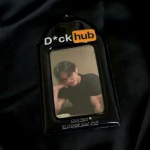 Chic Black and Orange Kpop Idol Keychain Photocard Holder - ArtGalleryZen