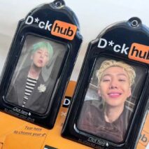 Chic Black and Orange Kpop Idol Keychain Photocard Holder - ArtGalleryZen