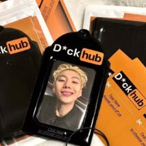 Chic Black and Orange Kpop Idol Keychain Photocard Holder - ArtGalleryZen