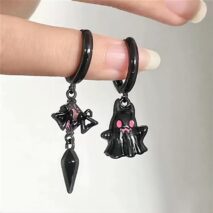 Chic Black and White Little Ghost Earrings - ArtGalleryZen