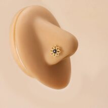 Chic Black CZ Inlaid Stainless Steel Antique Evil Eye Hamsa Nose Piercing Nose Stud - ArtGalleryZen