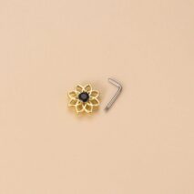 Chic Black CZ Inlaid Stainless Steel Antique Evil Eye Hamsa Nose Piercing Nose Stud - ArtGalleryZen