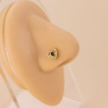 Chic Black CZ Inlaid Stainless Steel Antique Heart Star Nose Piercing Nose Stud - ArtGalleryZen