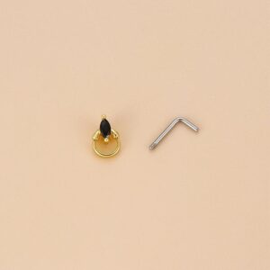 Chic Black CZ Inlaid Stainless Steel Antique Heart Star Nose Piercing Nose Stud - ArtGalleryZen
