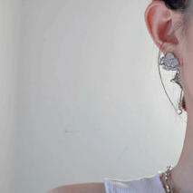Chic Blue Iceberg Natural Stone Inlaid Asymmetric Earrings - ArtGalleryZen