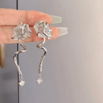 Chic Blue Iceberg Natural Stone Inlaid Asymmetric Earrings - ArtGalleryZen