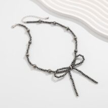 Chic Bowknot Beaded Chain Necklace - ArtGalleryZen