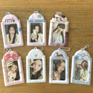 Chic Bowknot Puppy Cake Kpop Keychain Photocard Holder - ArtGalleryZen