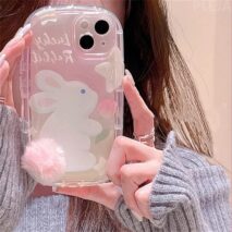 Chic Bunny Panda Plush Tail Silicone iPhone Case - ArtGalleryZen