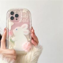 Chic Bunny Panda Plush Tail Silicone iPhone Case - ArtGalleryZen