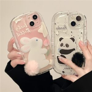 Chic Bunny Panda Plush Tail Silicone iPhone Case - ArtGalleryZen