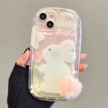 Chic Bunny Panda Plush Tail Silicone iPhone Case - ArtGalleryZen