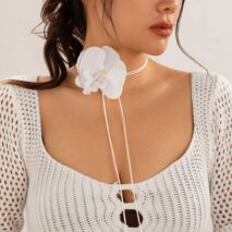 Chic Butterfly Orchid Flower Wax Cord String Necklace - ArtGalleryZen