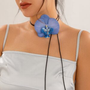 Chic Butterfly Orchid Flower Wax Cord String Necklace - ArtGalleryZen