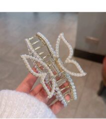 Chic Butterfly Pearl Chignon Claw Clip Hair Clip - ArtGalleryZen