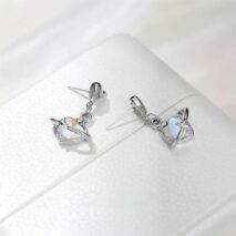 Chic Celestial Opal Heart Dangle Earrings - ArtGalleryZen