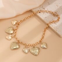 Chic Chunky Flower Relief Heart Tassel Necklace Bracelet - ArtGalleryZen