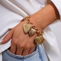 Chic Chunky Flower Relief Heart Tassel Necklace Bracelet - ArtGalleryZen